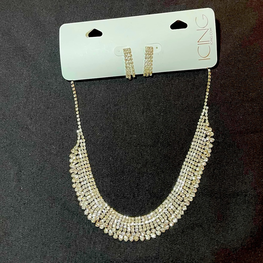 Icing Rhinestone Statement Necklace with matching earrings